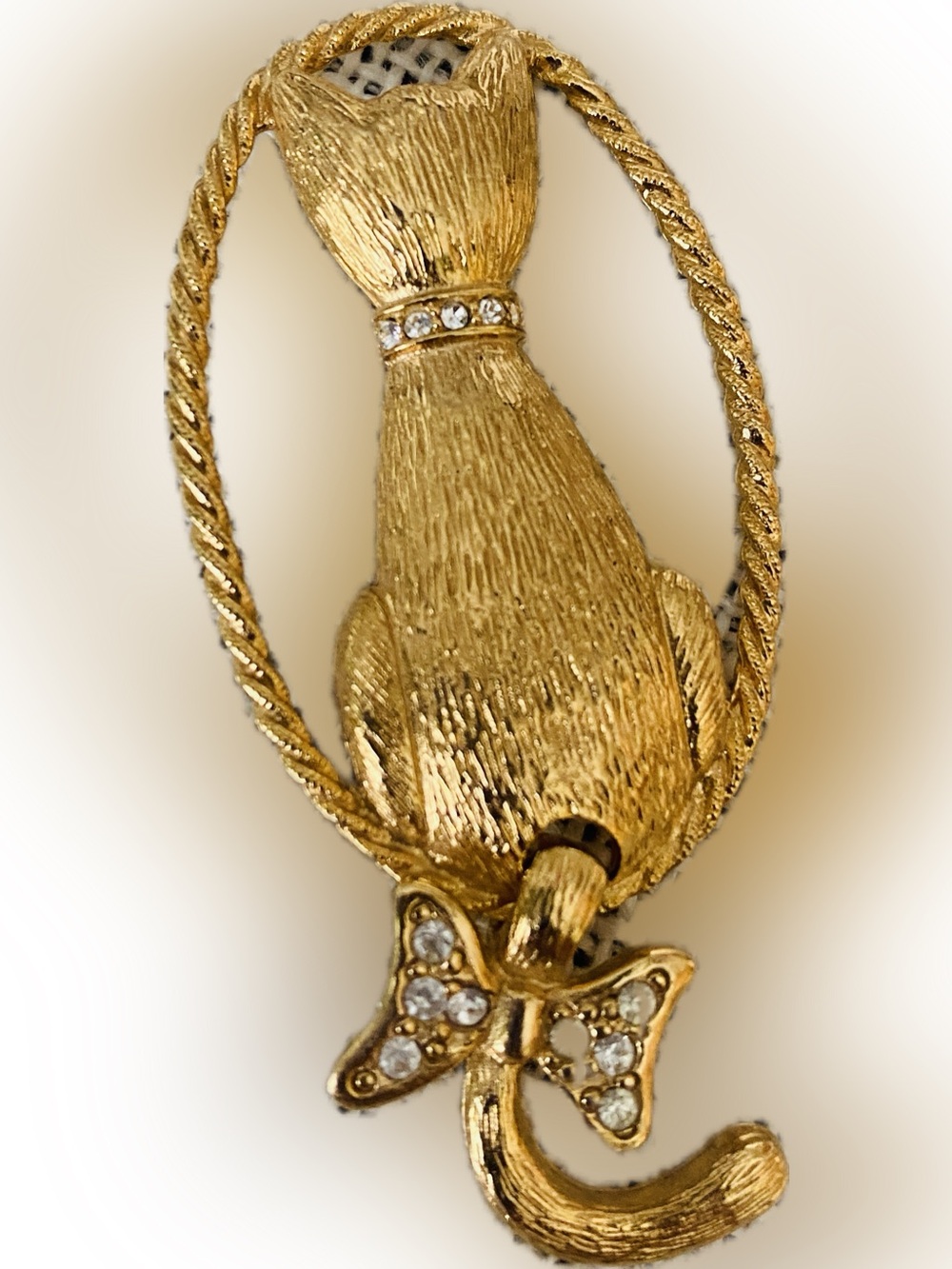 FREE with any Purchase  Gold-Tone Cat Brooch Pin with Crystals Women's Jewelry